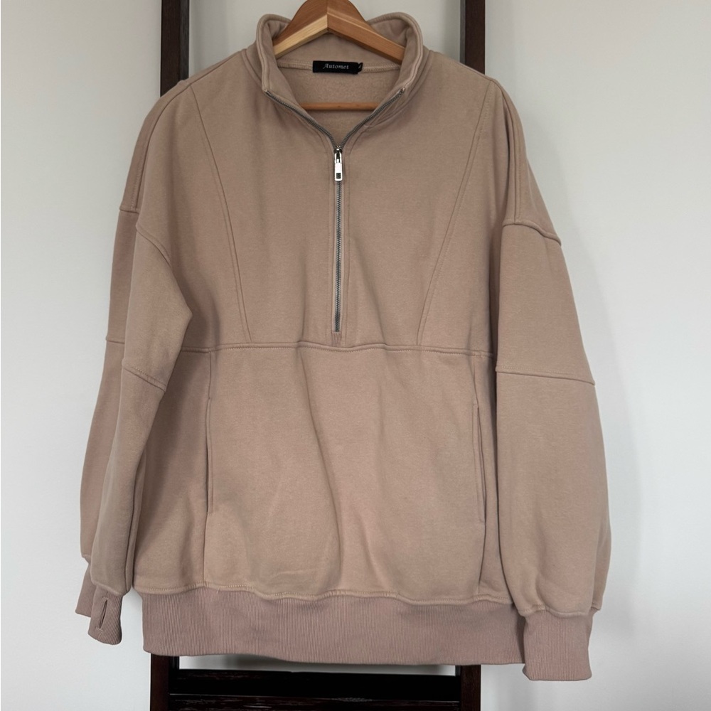 Cozy Beige Half-Zip Sweater